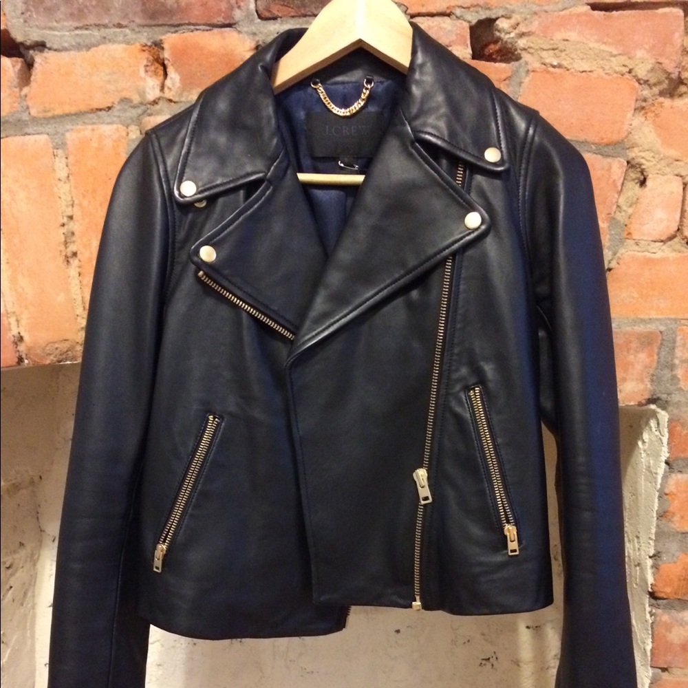 NWT J. Crew Collection Leather Motorcycle Jacket